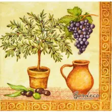 Serwetka do decoupage drzewko oliwne i winogrono 33x33 PAPSTAR Unikat